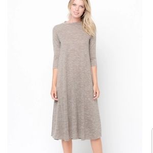 Mocha & White Heathered Midi Dress